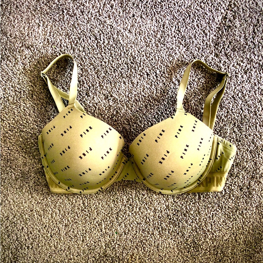 Victoria’s Secret PINK T-Shirt Bra, Olive Green, NWOT, 34DD